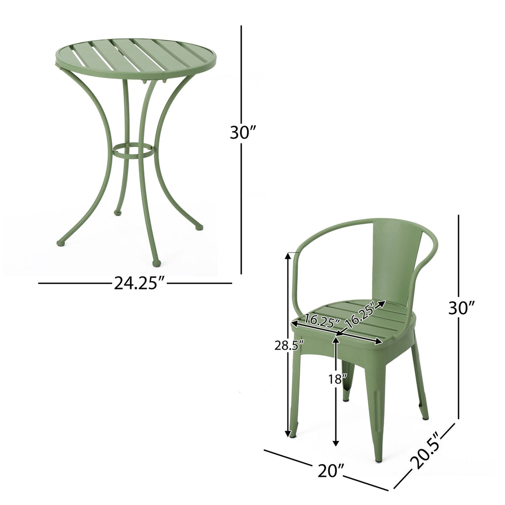 Colman 3-Piece Iron Bistro Set with Table and 2 Chairs