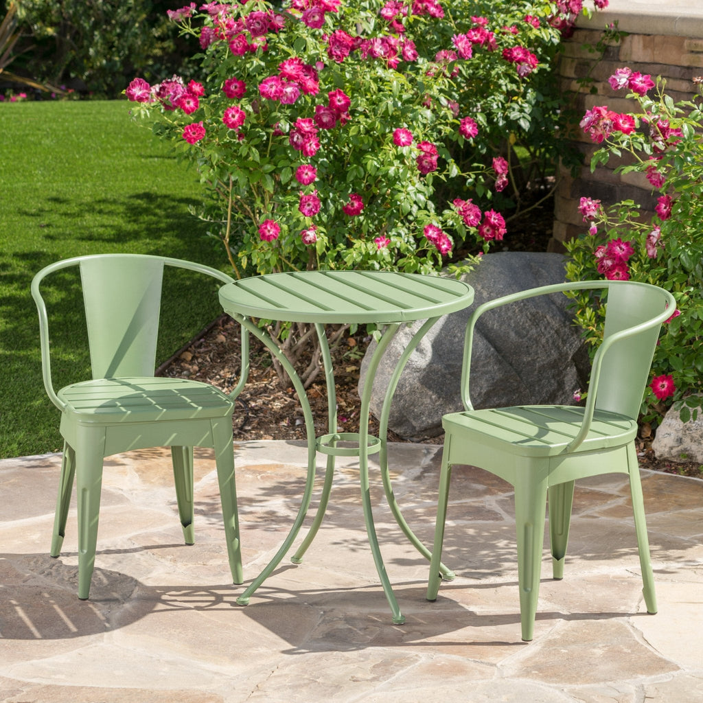 Colman 3-Piece Iron Bistro Set with Table and 2 Chairs