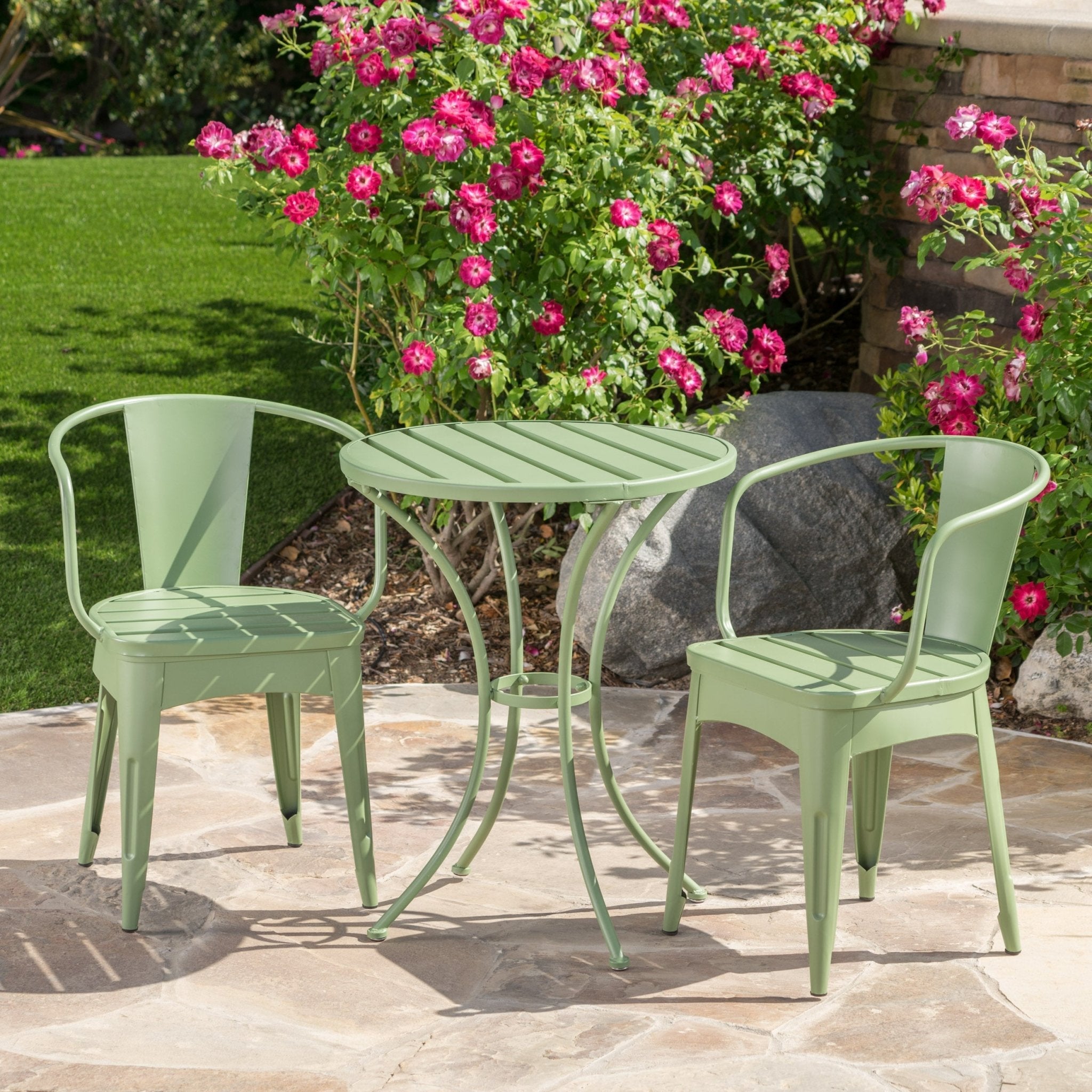 Colman 3-Piece Iron Bistro Set with Table and 2 Chairs