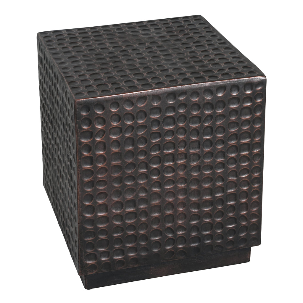 Antique Copper Cube Outdoor Side Table