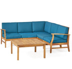 Perla Outdoor L-Shape Sectional Sofa with Coffee Table