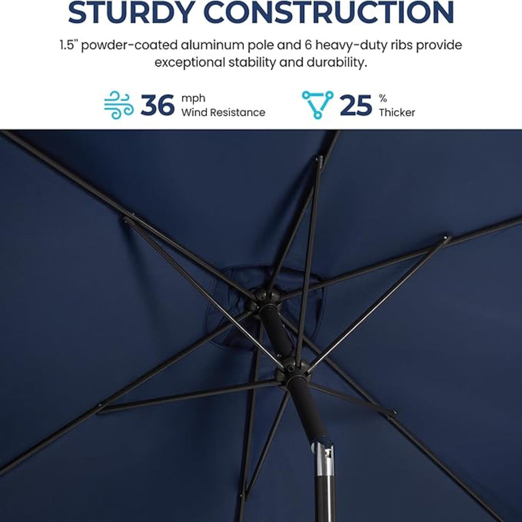6.5 x 10 ft Rectangular Patio Umbrella with Crank, Base Not Included