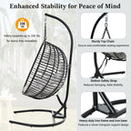 Folding Hanging Swinging Egg Chair with Stand & Tufted Cushion