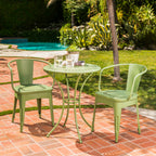 Pursuant 3-Piece Iron Bistro Set with Round Table and 2 Curved Back Chairs