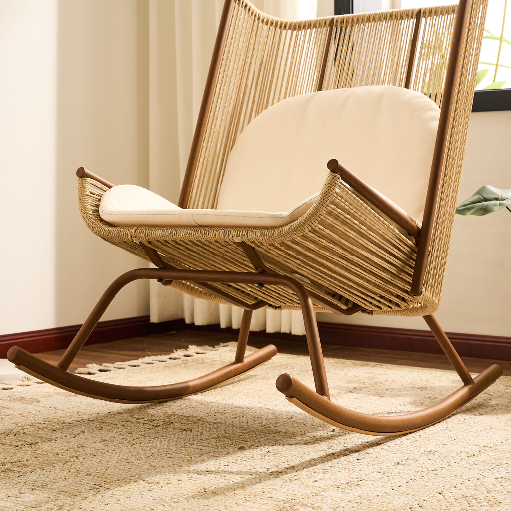 High Square Back Modern Outdoor Rocking Chair