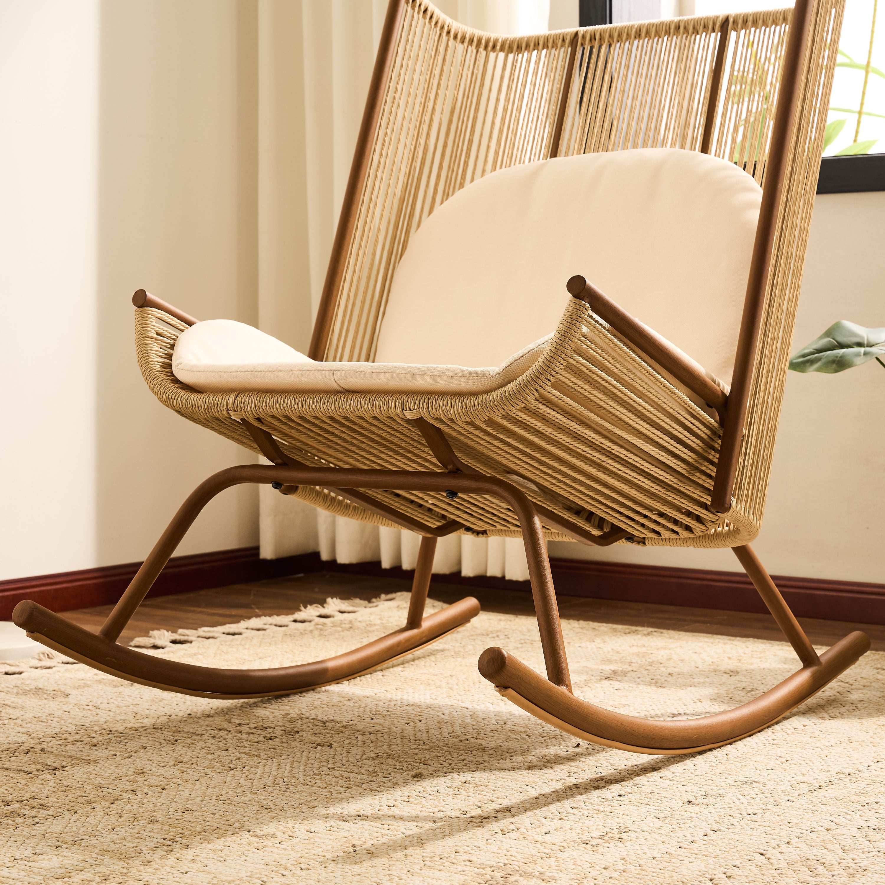 High Square Back Modern Outdoor Rocking Chair