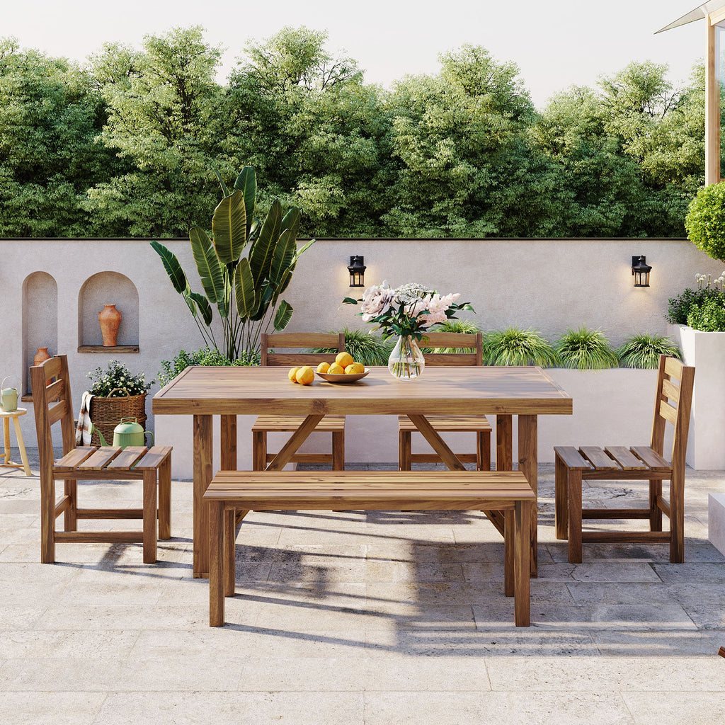 Acacia Wood Outdoor Dining Set