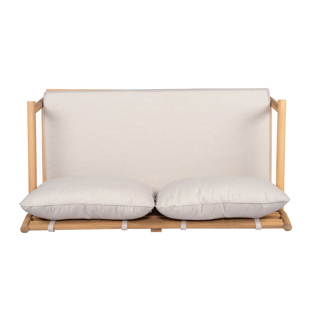 Indira Outdoor Acacia Wood Loveset Sofa with Water-Resistant Cushion