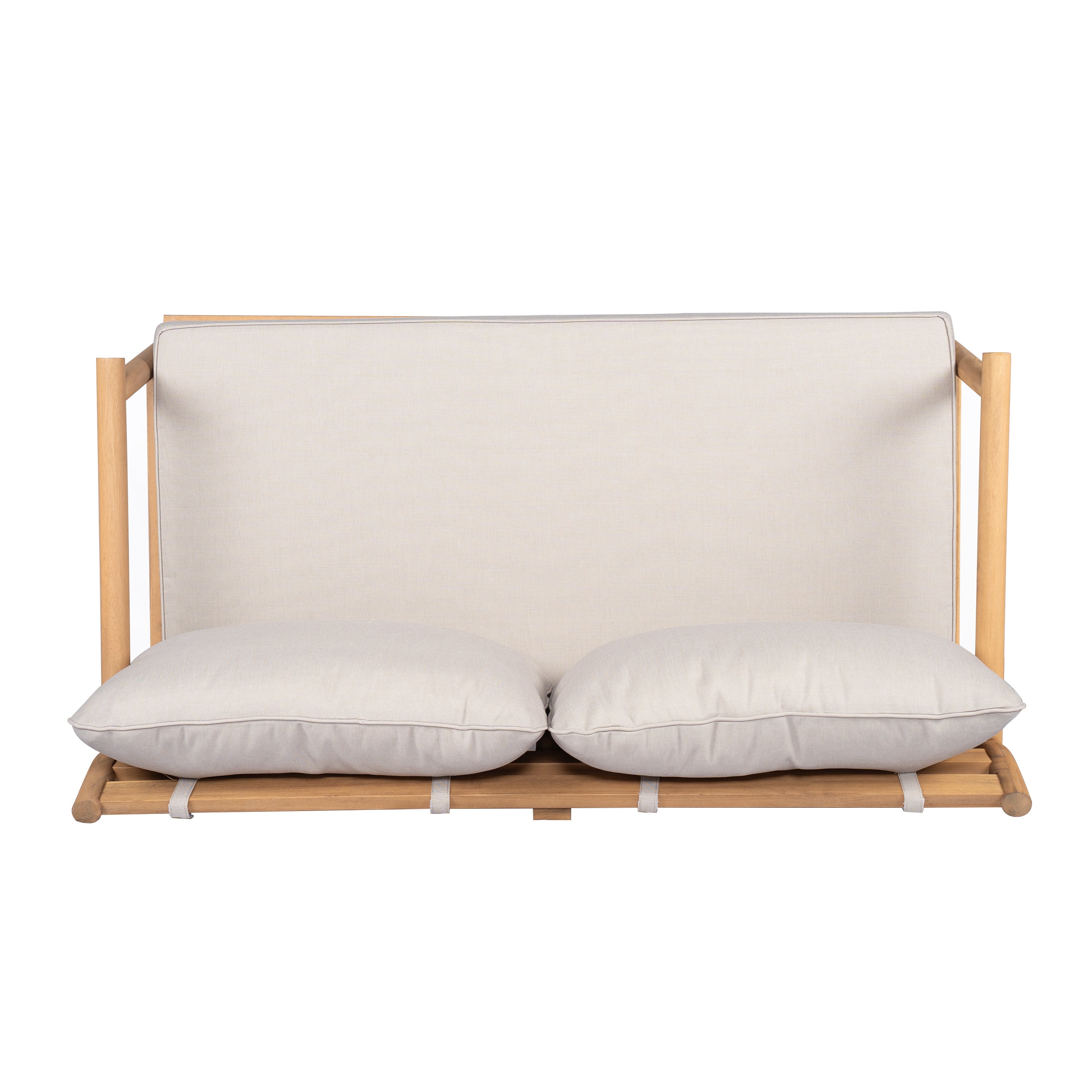 Indira Outdoor Acacia Wood Loveset Sofa with Water-Resistant Cushion
