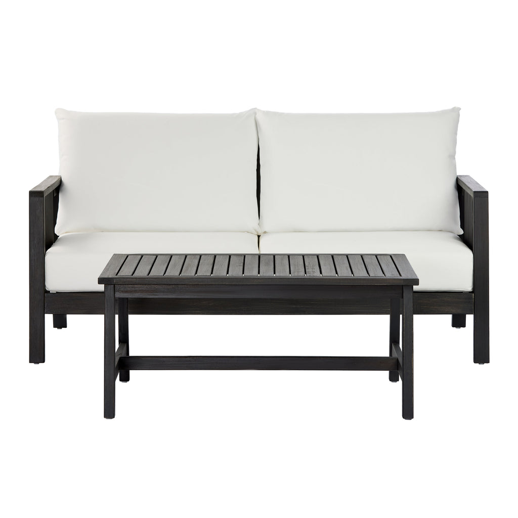 Khali 2 Piece Acacia Wood Outdoor Sofa Set with Cushions