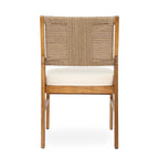 Monica Outdoor Wood and Wicker Woven Dining Chair with Cushions, Set of 2