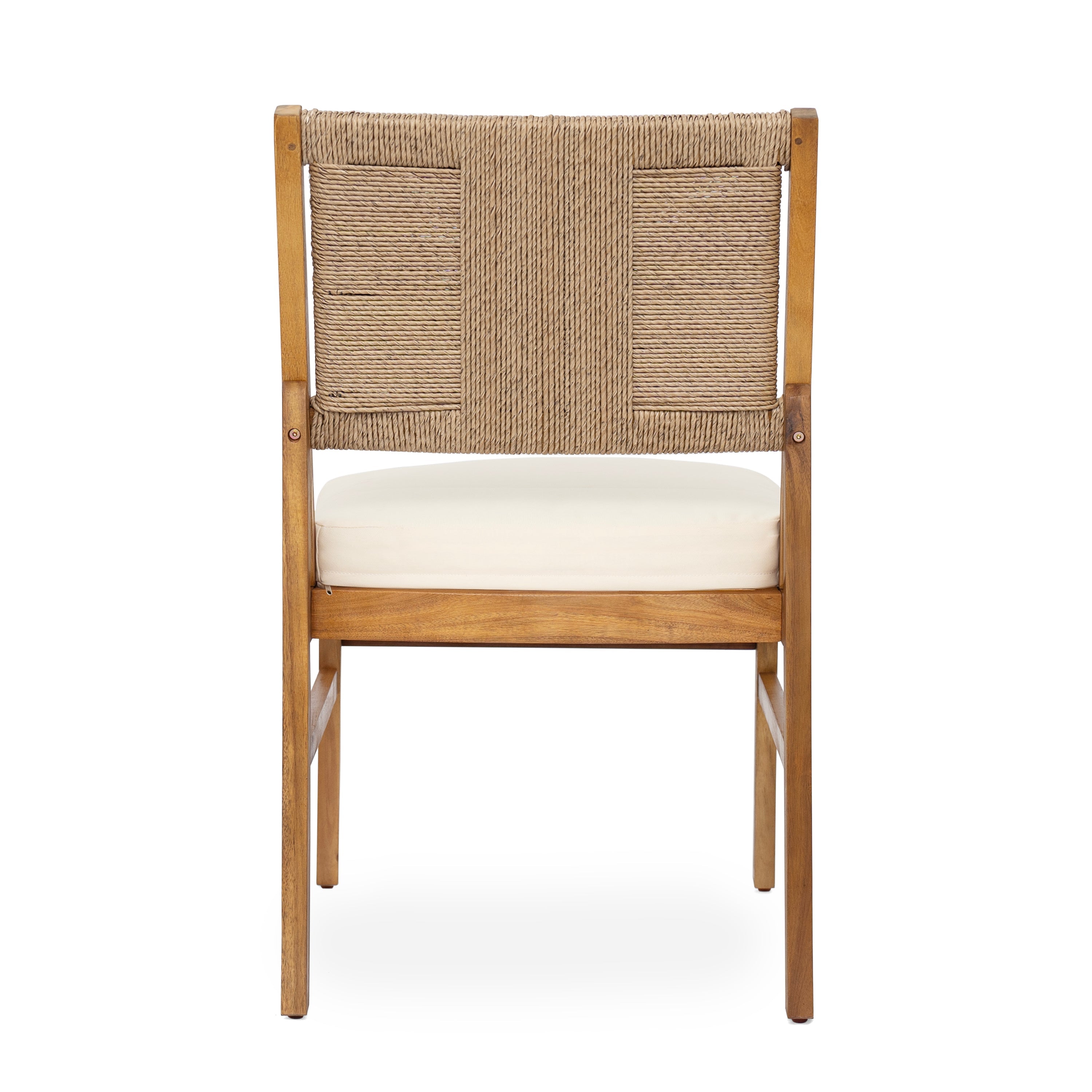 Monica Outdoor Wood and Wicker Woven 7 Piece Dining Set