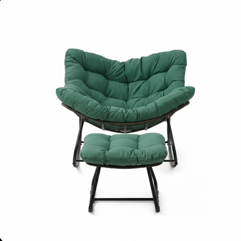 All-Weather Wicker Egg Rocking Chair with Ottoman