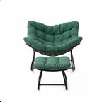 All-Weather Wicker Egg Rocking Chair with Ottoman