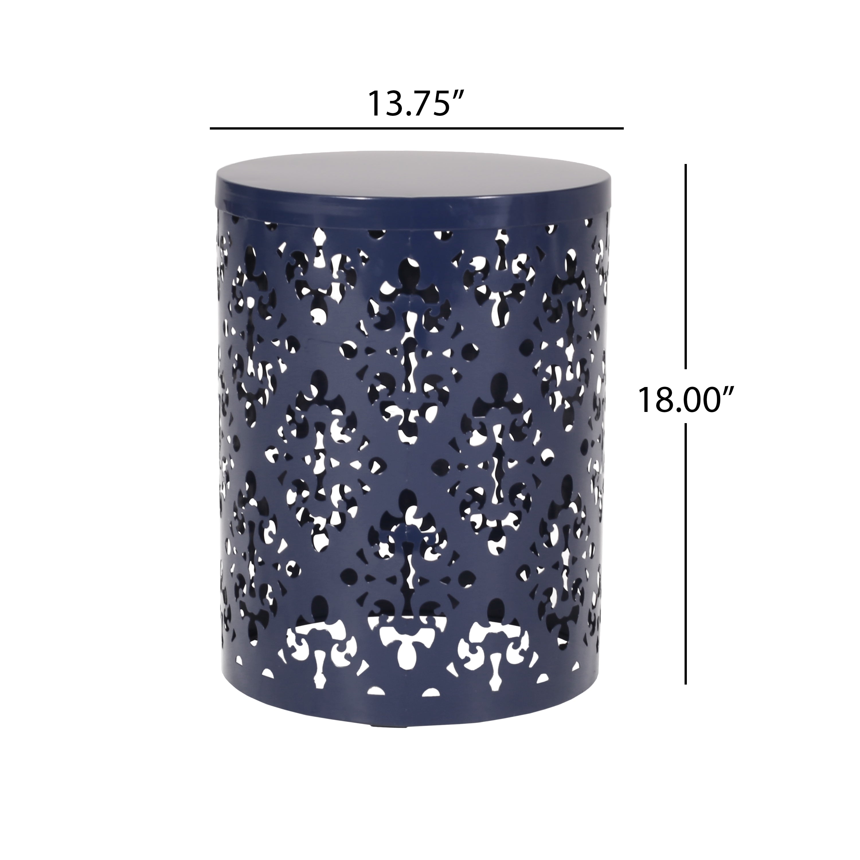Spherical Outdoor Cylindrical End Table with Iron Cut Design