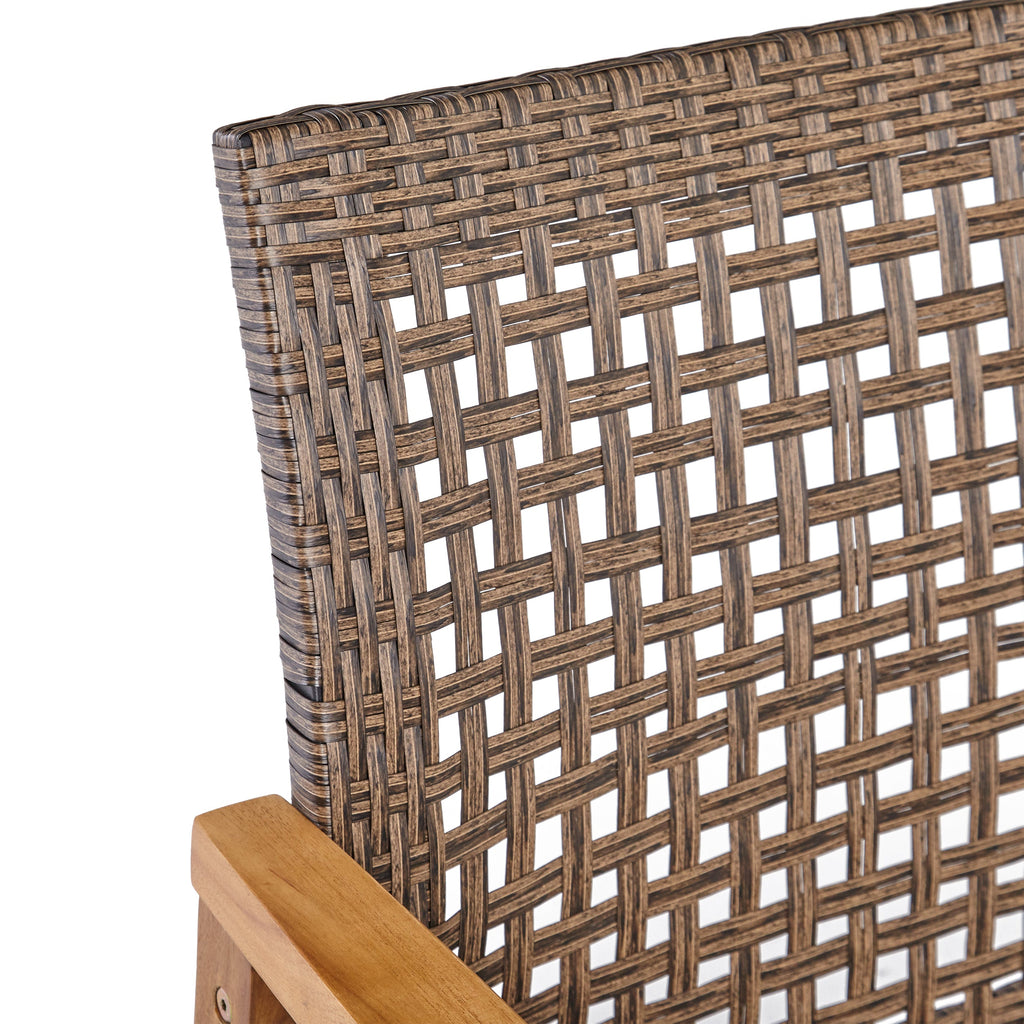 Hampton Outdoor Rattan & Acacia Wood Wicker Club Chairs, Set of 2