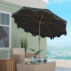 9' Double Top Ruffled Patio Umbrella with Push Button Tilt and Crank