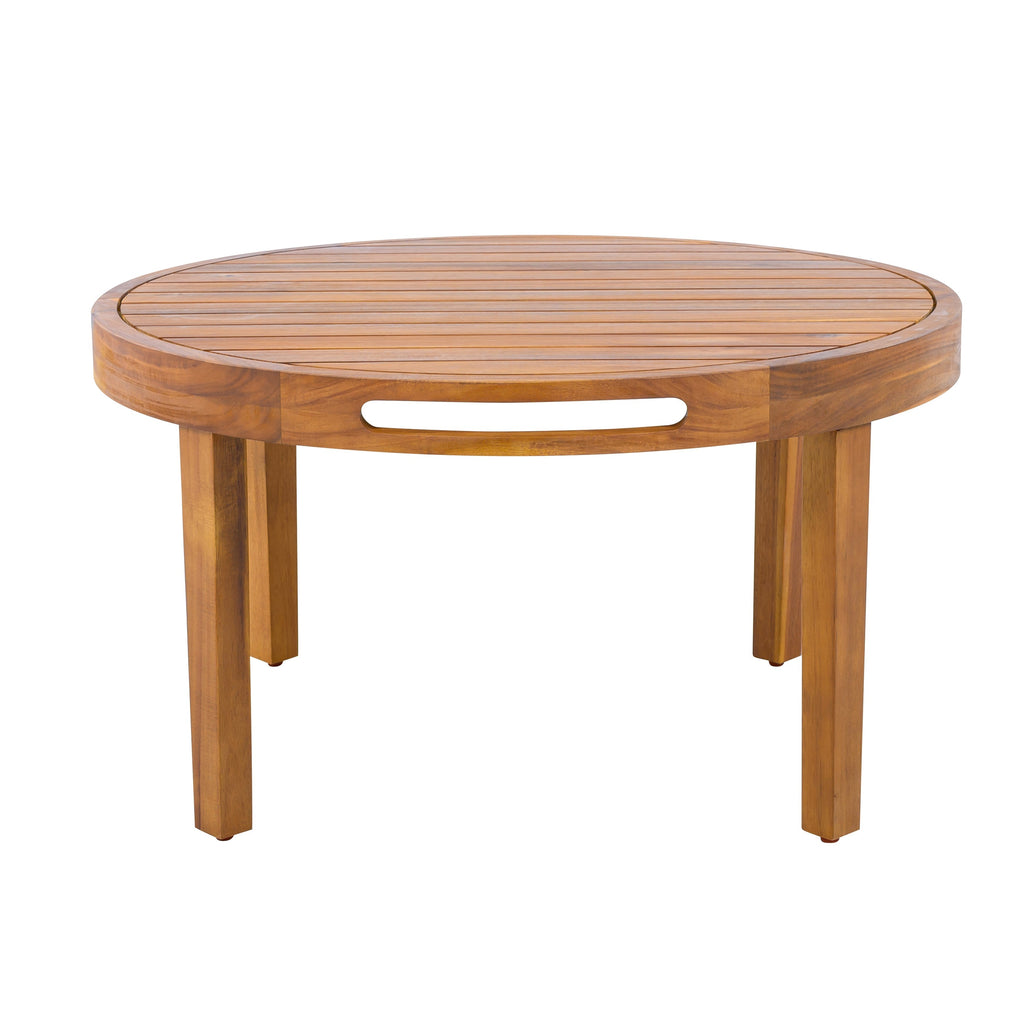 Millie Outdoor Acacia Wood Loveseat & Coffee Table Set