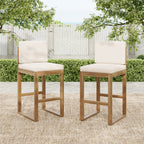 Seacliff Outdoor Acacia Wood Barstools, Set of 2