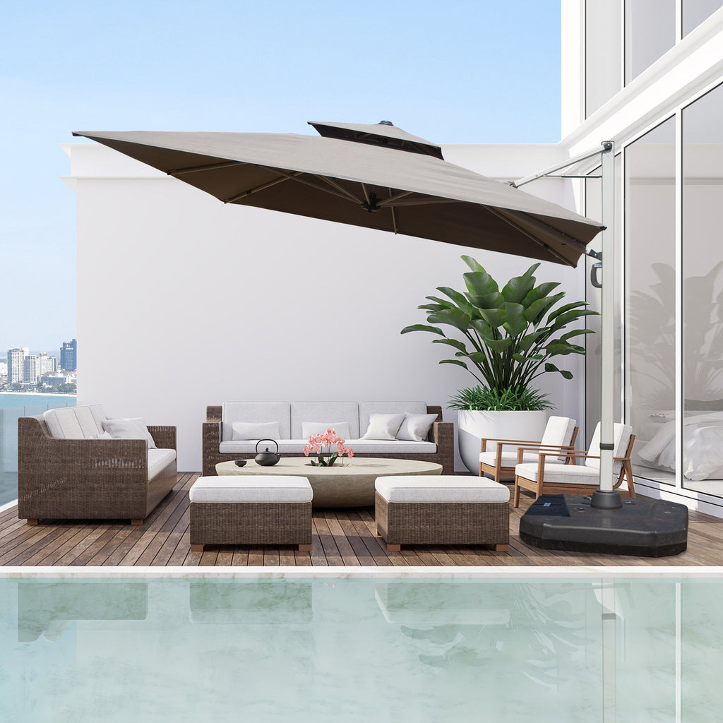9' Aluminum Cantilever Tilt Patio Umbrella with Center Pole, Base Not Included
