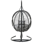 Folding Hanging Swinging Egg Chair with Stand & Tufted Cushion