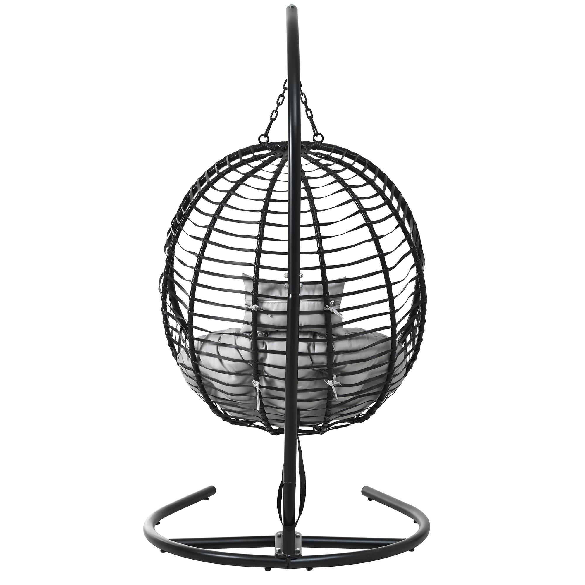 Folding Hanging Swinging Egg Chair with Stand & Tufted Cushion