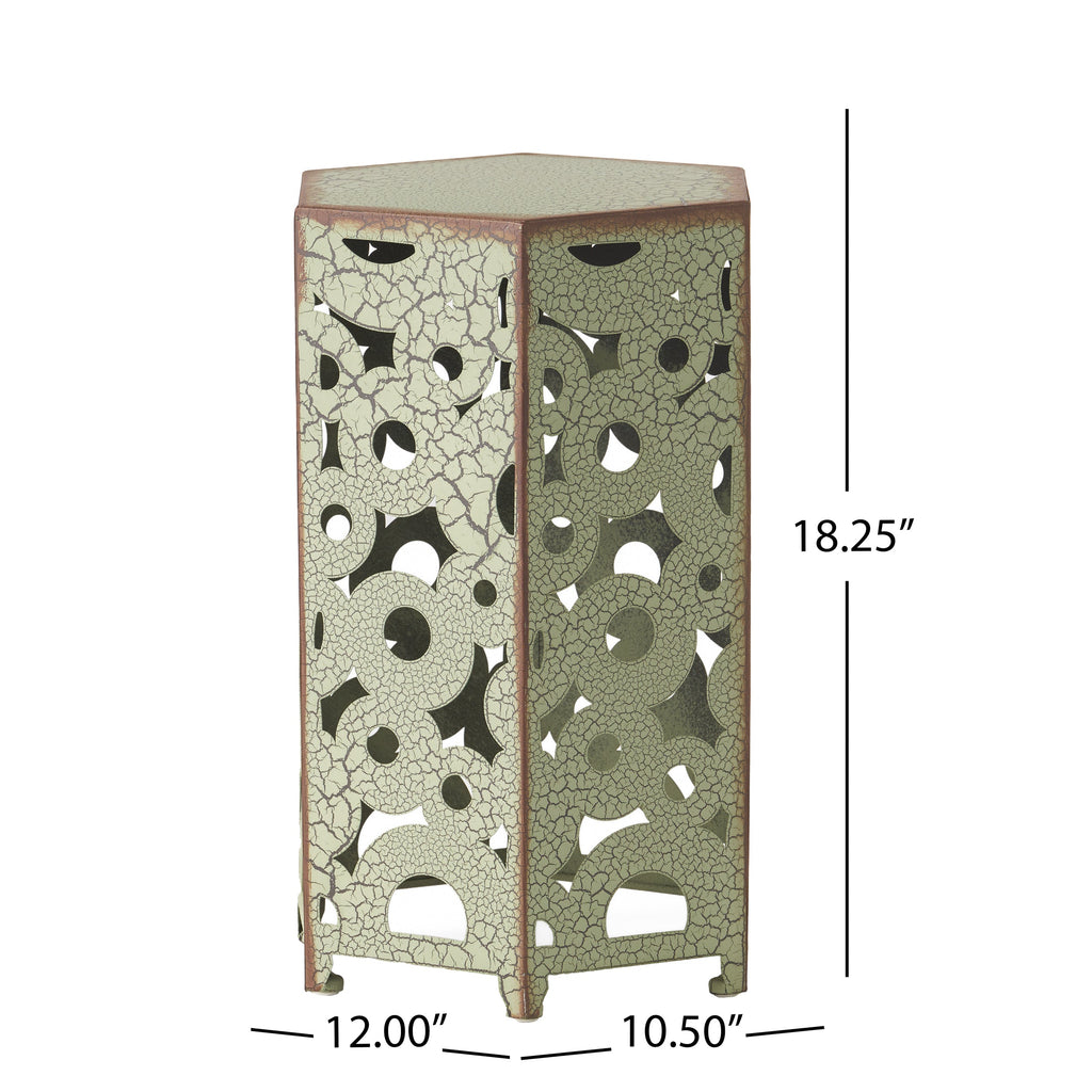 Wistfulness Outdoor Accent Table with Crackle Pattern and Iron Frame, Set of 2