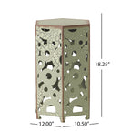 Wistfulness Outdoor Accent Table with Crackle Pattern and Iron Frame, Set of 2