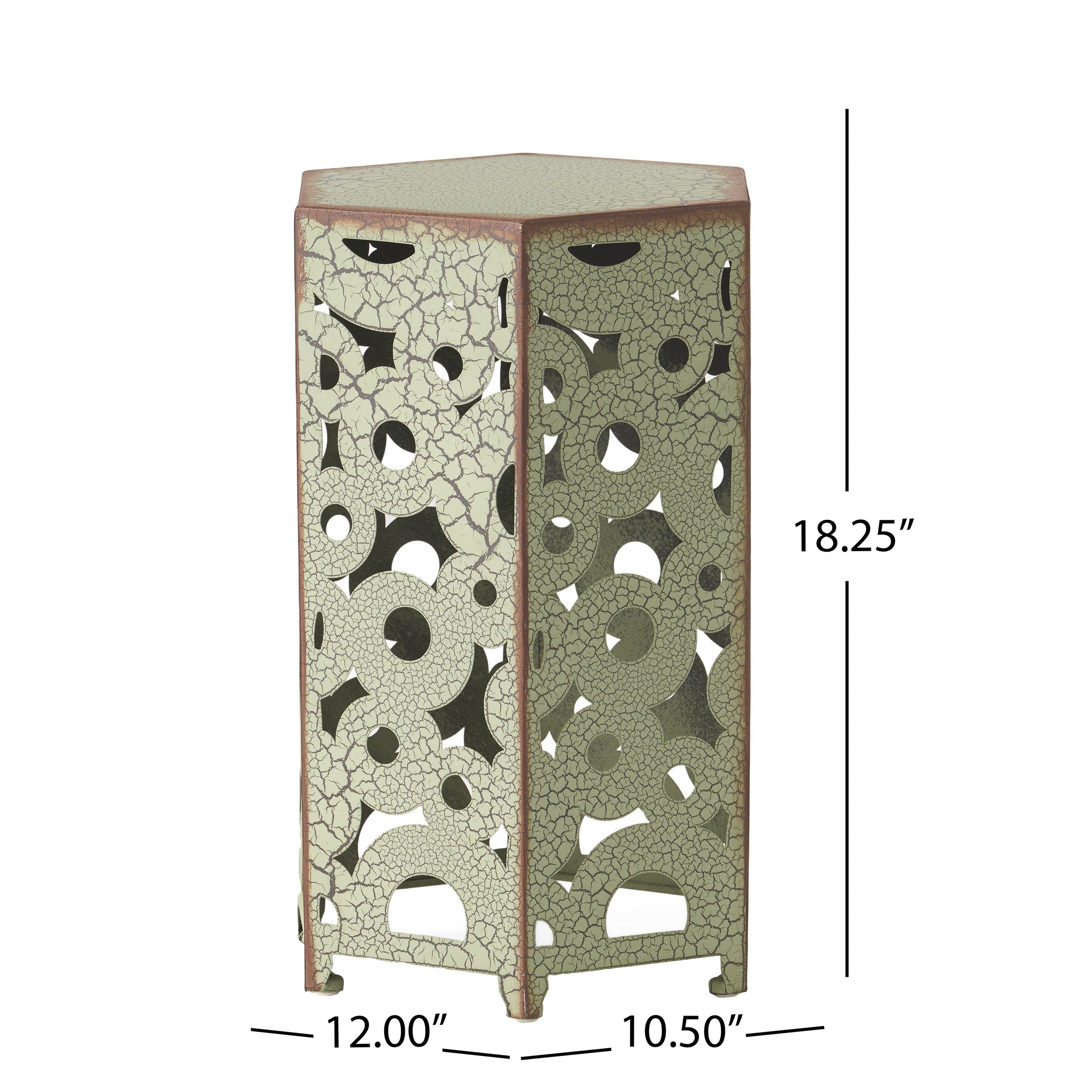 Wistfulness Outdoor Accent Table with Crackle Pattern and Iron Frame, Set of 2