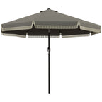 9' Fringe Edge Patio Umbrella with Push Button Tilt and Crank