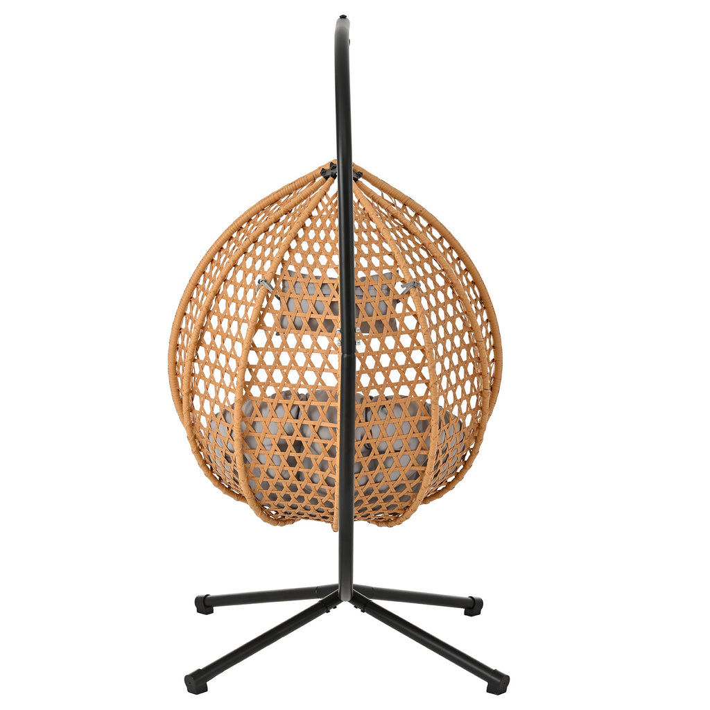Hanging Swinging Egg Chair with Rattan Weaving, Base Included