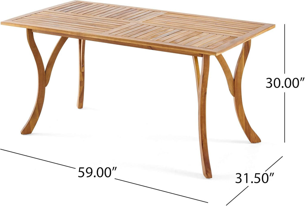 Monica Outdoor Wood and Wicker Woven 7 Piece Dining Set