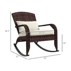 Outdoor Wicker Adirondack Rocking Chair with High Back & Seat Cushion