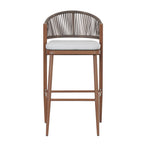 Outdoor Metal Frame Stools with Scallop-Shaped Backrest & Water-Resistant Cushions, Set of 2