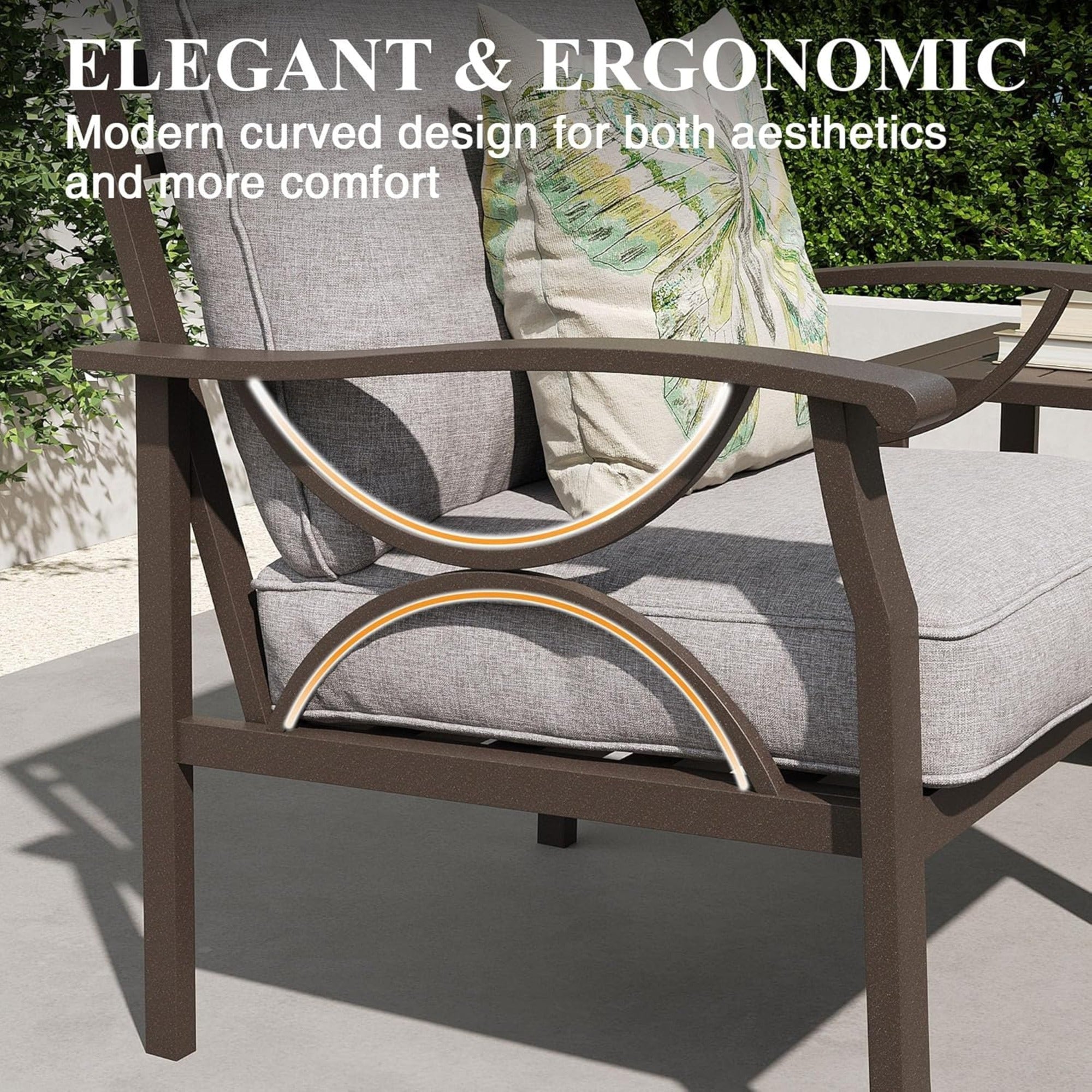 Marisol 2 Piece Outdoor Patio Set, 70" All-Weather Metal 3-Seat Sofa and Coffee Table