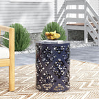 Spherical Outdoor Cylindrical End Table with Iron Cut Design