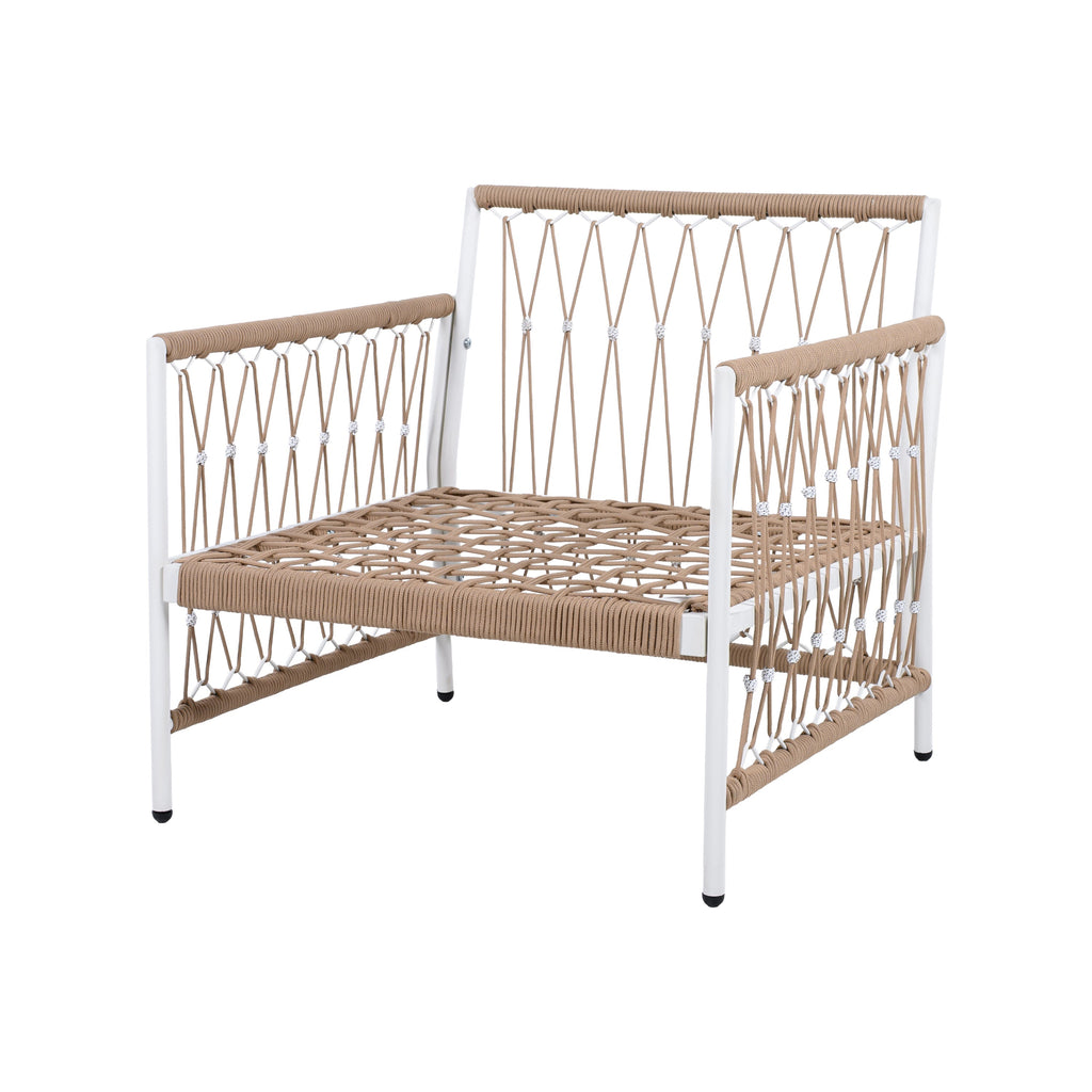Caspian Outdoor Handwoven Rope Accent Chairs, Set of 2