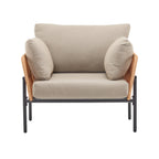 Brisa Outdoor Modern Iron Lounge Chair with Rope Weave