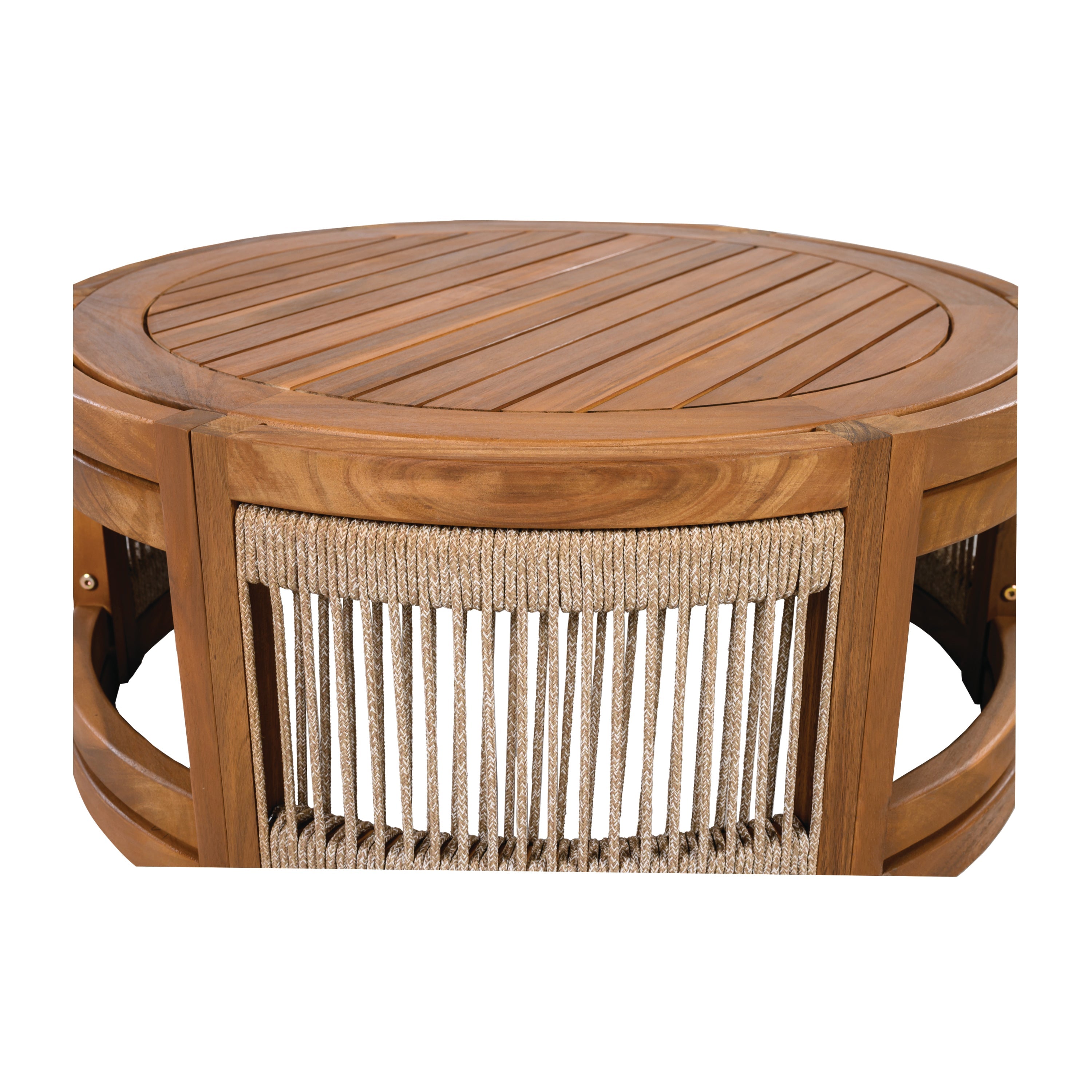Sundara Acacia Wood Outdoor Coffee Table with Handwoven Rope Accents