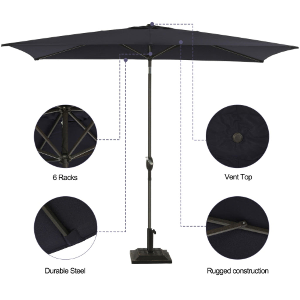 6.5 x 10 ft Rectangular Patio Umbrella with Crank, Base Not Included