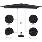 6.5 x 10 ft Rectangular Patio Umbrella with Crank, Base Not Included