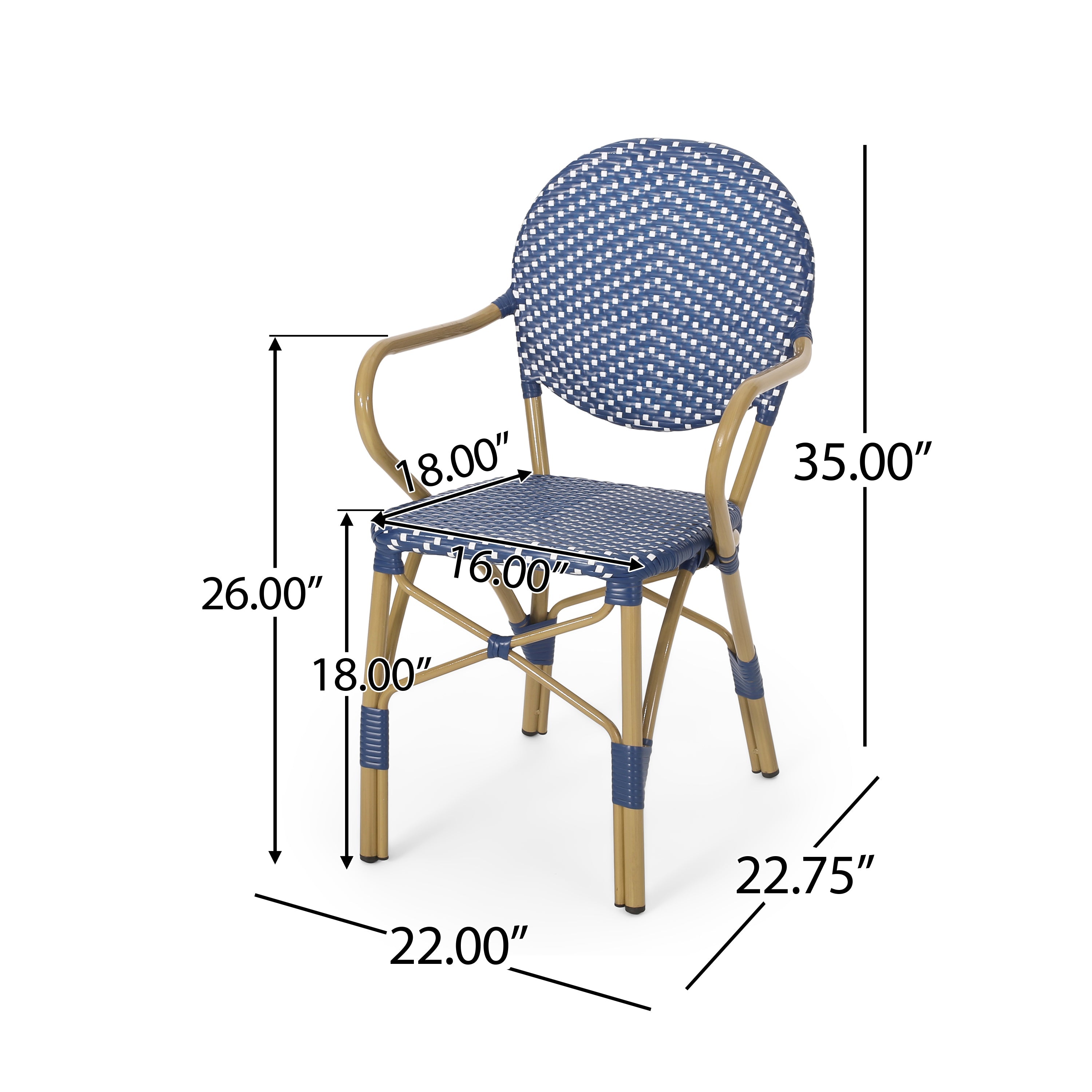 Paul French Bistro Outdoor Dining Chairs, Set of 2 Blue & White