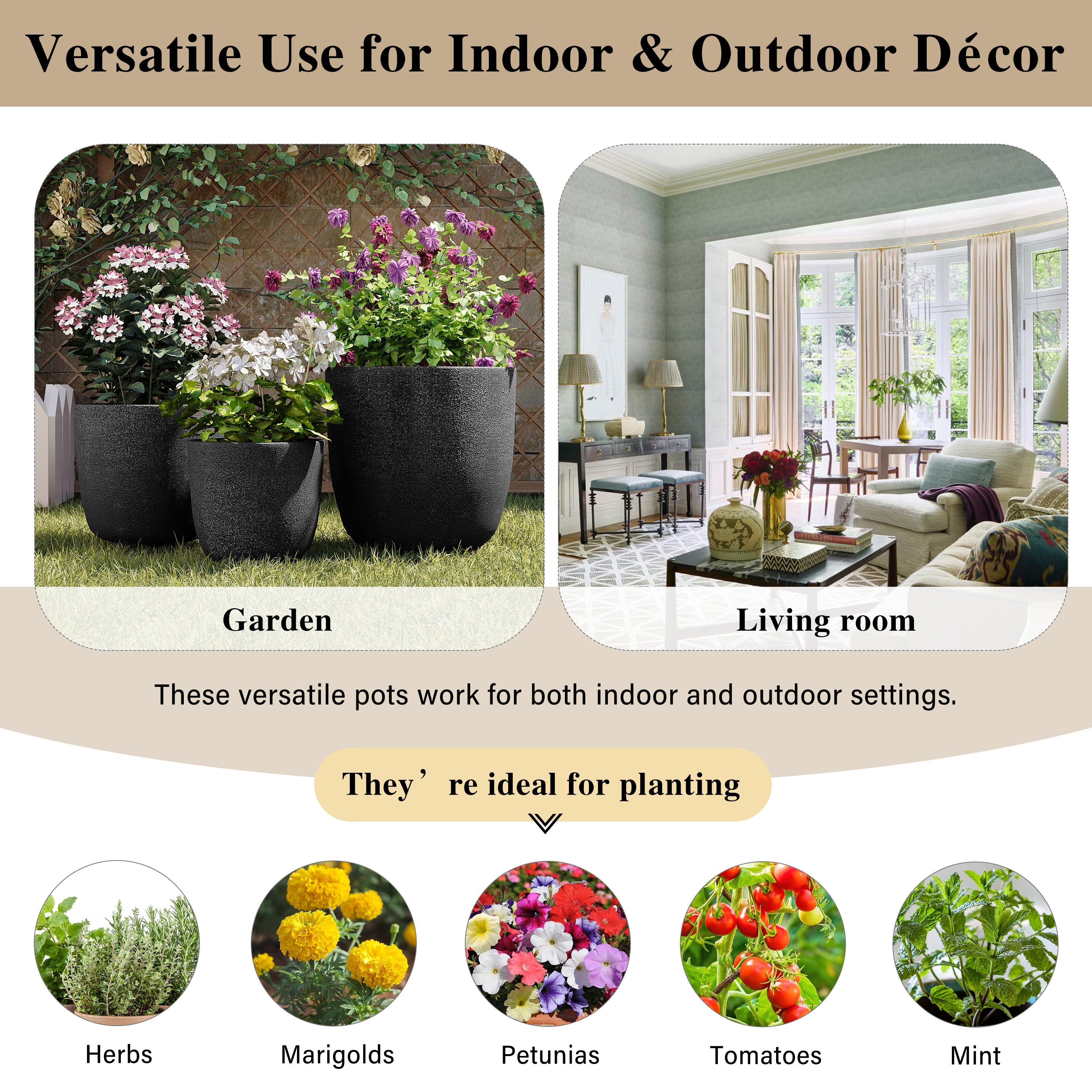Lightweight Matte Textured Outdoor Planter