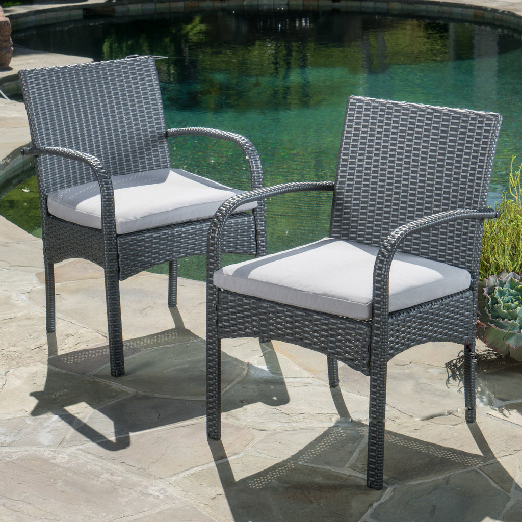 Cordoba Outdoor Wicker Dining Chairs, Set of 2