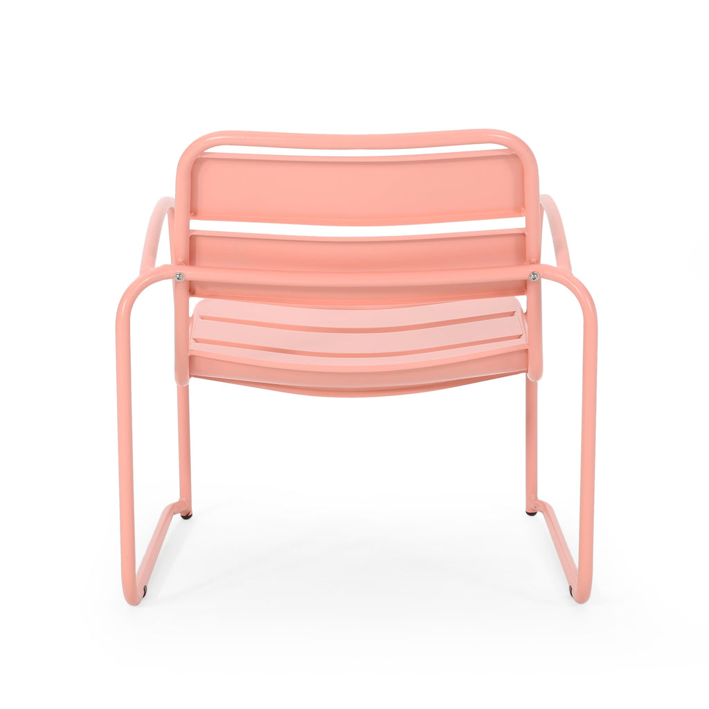 Outdoor Iron Chair with Open Slat Design and Curved Arms, Set of 2