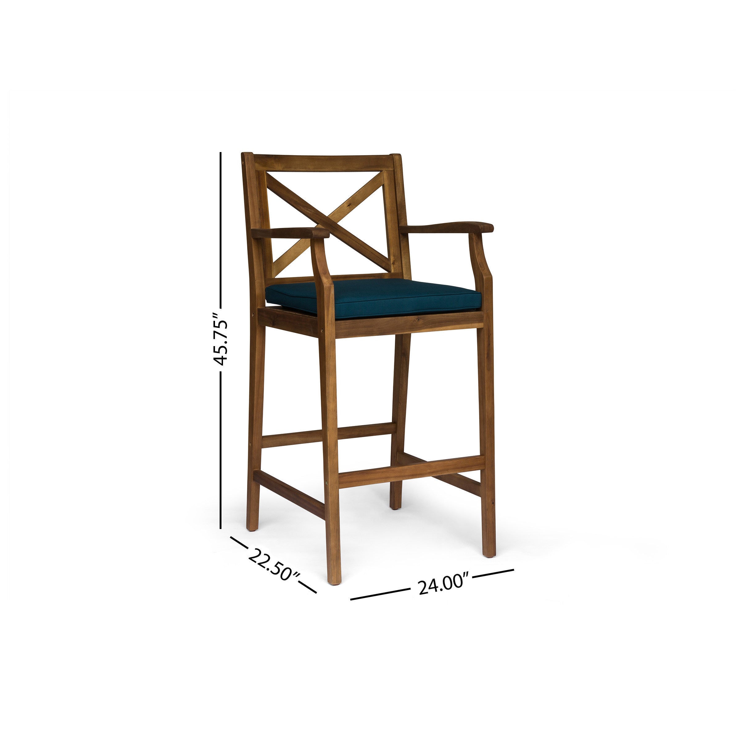 Perla Outdoor Acacia Wood Barstools, Set of 2