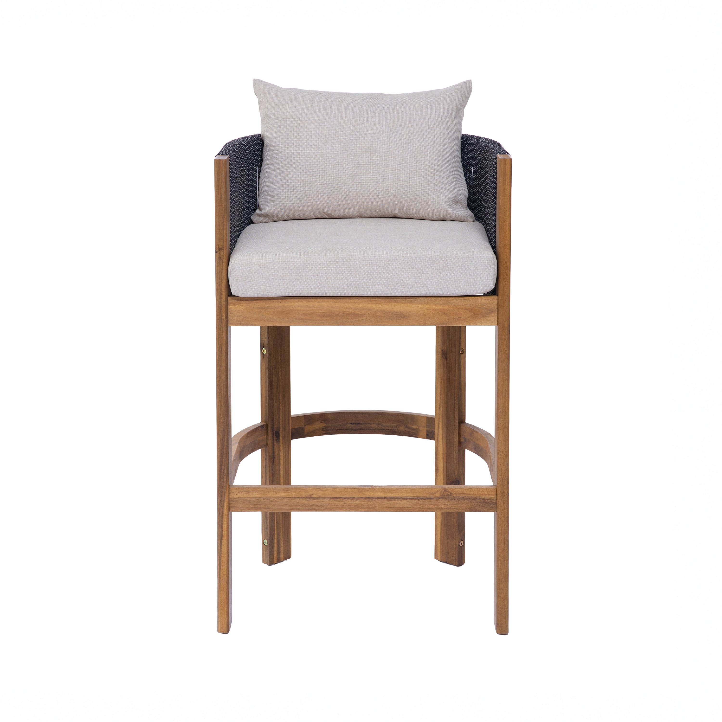 Matera Outdoor Wood & Rope Barstools, Set of 2