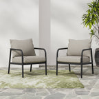 Outdoor Club Chair with Aluminum Frame, Padded Seat and back Cushions, Set of 2
