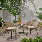 Cordella Outdoor Woven Wicker Chairs with Cushions, Set of 2