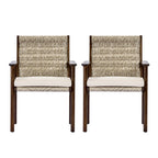 Miles Acacia Wood & Wicker Rattan Woven Dining Chairs, Set of 2